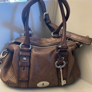 Fossil vintage brown leather handbag